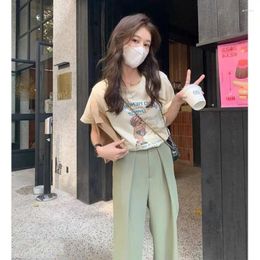 Women's Two Piece Pants 2023 Summer Light Familiar Style Yujie High-end Temperament Fan T-shirt Wide-leg Two-piece Suit Tide