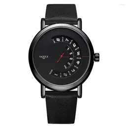 Wristwatches Relogio YAZOLE Men Watches S 2023 Fashion PU Strap Casual Unique Quartz Watch For Waterproof Wristwatch Reloj Hombre