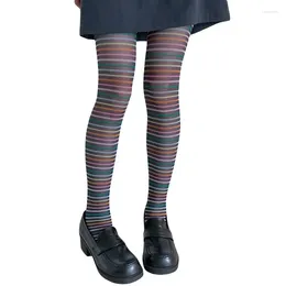 Women Socks Xingqing Striped Tights Y2k Aesthetic Fairy Grunge Colorful Elastic Stockings Pantyhose Slim Fit Underwear