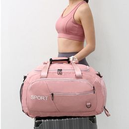 Outdoor Bags Fitness Gym Bag Travel Portable Sports Pouch Zipper Compartments Oxford Cloth Shoulder Casual Organiser Pink