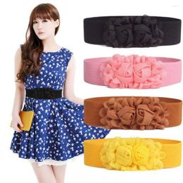 Belts 1PC Women Wide Waist Belt LAce Rose Flower Elastic Stretch Waistband Corset Cincher Apparel Accessories