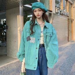 Women's Jackets Oversized Fried Street Denim Coat Korean Outerwear Design Loose Long Sleeve Jacket Top Trendy Women