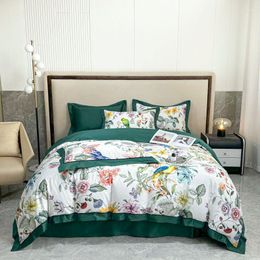 Bedding Sets Luxury Egyptian Cotton Green Digital Printing Set Duvet Cover Linen Fitted Sheet Pillowcases Home Textile