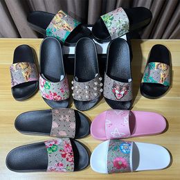 Designer Classical Men slides Women Sandals Shoes Slippers Pearl Snake Print Slide fashion Summer Wide Flat Lady Sandal Beach Slipper size 35-45 82Sz#