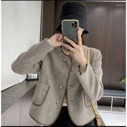 Women's Jackets Coats O-Neck Single Breasted Bonded Short Coat Temperament Elegant Small Fragrance Style Thick Tweed Jacket Lady Clothes