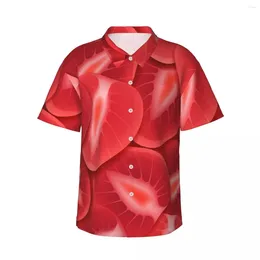 Men's Casual Shirts Short-sleeved Shirt Textures Strawberry Slices T-shirts Polo Tops