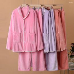 Women's Sleepwear Plus Size 4XL Flannel Nightwear Women Pyjama Set Autumn Winter Warm Sleeping Clothes Thick Coral Velvet Home Suit