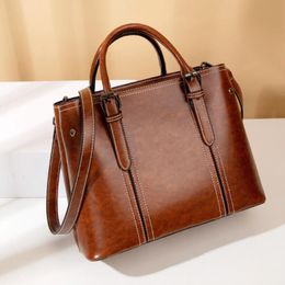 Outdoor Fashion Tote Bag Vintage Women's Bag Solid PU Casual Shoulder Bag