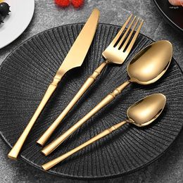 Dinnerware Sets Stainless Steel Cutlery Set 24 Pcs Gold Luxury Spoon Fork Knife For 6 People Tableware Dinner