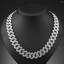 Necklace Earrings Set Classic Hip Hop Jewelry 20mm Platinum Plated Bling 3Rows CZ 24 Inch Iced Out Prong Cuban Link Chain For Men Women