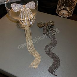 Elegant Rhinestones Tassel Butterfly Hair Clips Women Fashion Long Pendant Hair Clips Barrette Hairpin Hair Accessories