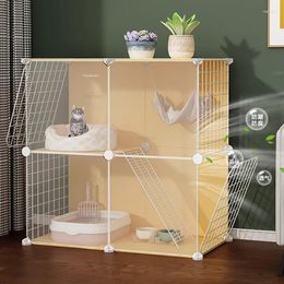Cat Carriers Indoor Home Cages Transparent Living Room Balcony Pet Fence With Litter Box Supplies Small Villa Cage House