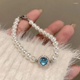 Strand Pearl Sea Sapphire Blue Bracelet For Girls In Autumn Winter Niche Design Exquisite Beading Light Luxury Style Ie Jewellery