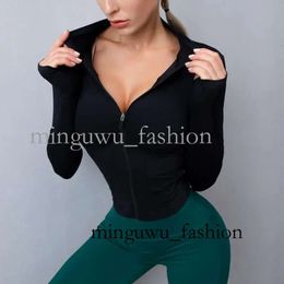 Active Sets Yoga Outfit Sports Jackets Women Sport Shirts Slim Fit Long Sleeved Fitness Coat Crop Tops with Thumb Holes Gym Lululemens Women 570