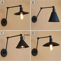 Wall Lamp Black 25cm Double Swing Arms Switch Lights Lid Plate Unbrella Lotus Leaf Metal Shade Sconce Home Fixture Lighting