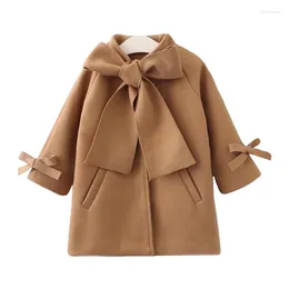 Jackets Girls' Coat 3-10 Years Fashion Winter And Autumn Woolen Solid Color Girls Clothing Warm Children