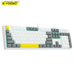 Keyboards E-YOOSO Z14 USB Mechanical Gaming Wired Keyboard Red Blue Switch Monochrome LED Backlit 104 Key Gamer for Computer laptop Q231121