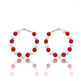 Hoop Earrings Fashion For Women Blue And White Porcelain Acrylic Colour Bead Ear Ring Ethnic Ball