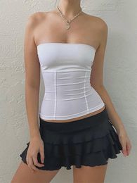 Womens TShirt Y2k Strapless Corset Tops Summer White Off Shoulder Tanks Women Sleeveless Tube Top Sexy Skinny Fit Bustier Clothes QY1019 230420