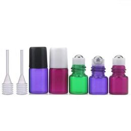 1ML 2ML Roll On Bottle Clear 4 Colours Rollon Metal Roller Ball Bottle Essential Oil Liquid fragrance Qiucl