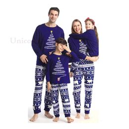 Family Matching Outfits Family Matching Pyjama Set Christmas Tree Blue Sleepwears for Baby Girls Boys Couple Clothes Mother and Daughter Son Dad Pijama 231120