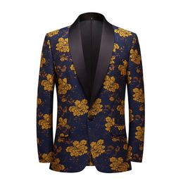 Party Show sweat suits for men Blazers Yellow Blue Peony Green Fruit Collar Jacquard Suit Jacket Fashion Casuals