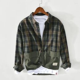 Men's Casual Shirts Classic Business Shirt Fashion Slim Plaid Two Pockets Lapel Long-sleeved Spring Autumn Men 2023 Clothing