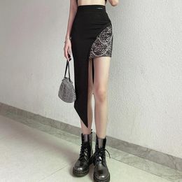 Skirts Goth Punk Skirt Summer 2023 Women High Waist Mini Slim Fit Soft ComfortableDouble Layer Design Gothic Style Short
