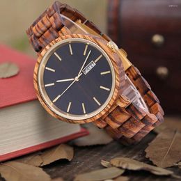 Wristwatches Wood Watch Men Wooden Mens Wrist Watches Man Fashion Men's Quartz Week Zebrawood Strap Dress For