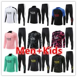 kids Men soccer tracksuit kit 22 23 24 tuta psgS football jerseys training tracksuits suit 2022 2023 2024 PSGs MessiS mbappe survetement foot chandal jacket jogging