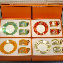 Mugs Arrival Bone China Coffee Cup With Tray Matu 4 Color Household Light Luxury Afternoon Tea Gift Set