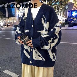 Men's Sweaters ZAZOMDE Harajuku Oversized Sweater Japan Style Streetwear Korean Fashion Cardigan Jumper For Men Knitted Coat 231120