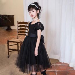 Girl Dresses Girls Backless Gauze Dress Summer 2023 Teen Children's Black Piano Performance Princess