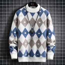 Men's Sweaters 2022 New Style Men Keep Warm In Winter Casual Knit Sweater/male Slim Fit Fashion Argyle Pullover Homme Brand Cashmere Sweater T231121