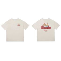 Designer Fashion Clothing Tees Tshirts Sailing Print High Street Loose Oversize Couple Wear Mens Womens Trend Brand Rhude Tshirt Tops Cotton Streetwear