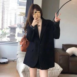 Women's Suits UNXX 2023 Autumn Winter Black Blazer Jacket Women Small Size High-End Street Style Casual Loose Suit Top Female Clothing