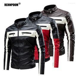 Men's Jackets Motorcycle Leather Jacket Men 2023 Autumn Casual Vintage Fleece Windproof Biker Male Spring Fashion Bomber Overcoat
