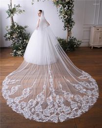 Bridal Veils 300cm 350cm White Ivory Wedding Veil One Tier With Comb Lace Applique Cathedral Women Headpiece Accessory