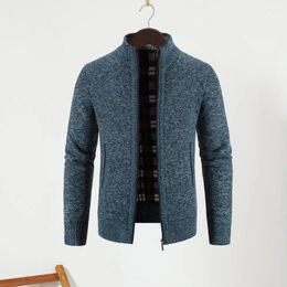 Men's Sweaters Men Sweater Coat Solid Colour Jacket Stylish Full Zip Cardigan With Pockets Knitted For Casual Wear