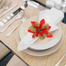 Table Cloth 4 Pcs Christmas Napkin Rings Decorative Xmas Buckle Napkins Decoration Holder Plastic Wedding Banquet
