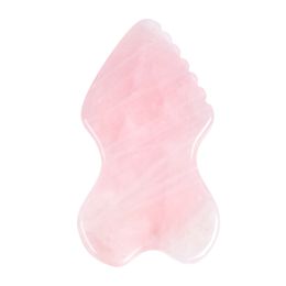 Newest Style Natural Rose Quartz Guasha Scraping Therapy Massage Tool Sawtooth Facial Gua Sha Board for Anti Cellulite for Spa Acupuncture Treatment