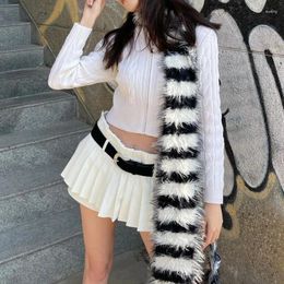 Scarves INS Blogger Plush Scarf Imitated Mink Long Hair Knitted Warm Female Star Neck Cool Girl Korean Version Japanese Y2K Punk Style