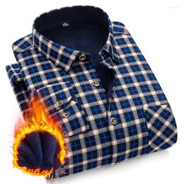 Men's Casual Shirts 35 Colours Winter Flannel Fleece Shirt Thickened Warm Long-sleeved Plaid Fashion Trend Versatile Clothing
