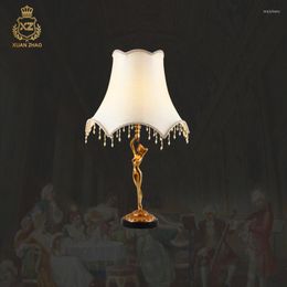 Table Lamps XUANZHAO American Style Godness Decor Led Gold Antique Tiffany Brass Big Light Lamp El For Decorative