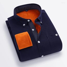 Men's Casual Shirts 2023 Winter Fleece Lining Thermal Shirt Men Fashion Corduory Thick Male Button Down Warm Dress