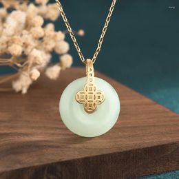 Pendant Necklaces China Style Design Vintage Necklace Copper Gold Plated Hetian Jade Xiaofu Brand Lucky Five Emperors Coin Women