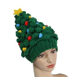 Caps Hats BomHCS Christmas Hat Tree Star Beanie Knit Knot Cap Warm Knitted Cap Creative Funny Beanie Kids Adults xsmas Knitted Winter Hat 231121