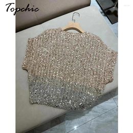 Women's Sweaters Luxury Designer Sequined Clothing Women 2023 Autumn Winter Elegant Batwing Sleeve Knitted Sweater Mujer Pull Oversize Femme