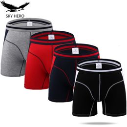Underpants 4pcsLot Long Boxers Panties Men Underwear Male Shorts Calzoncillos Man Boxer Slip Hommes Modal Hombre Brand 230420