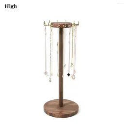Jewelry Pouches Wooden Rotating Organizer Display Tower For Necklace & Bracelet Holder Stand